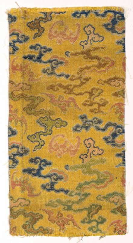 Fragment, 1700 - 1720. China, early 18th century. Satin ground; silk diasper weave; overall: 18.2 x 9.2 cm (7 3/16 x 3 5/8 in.)