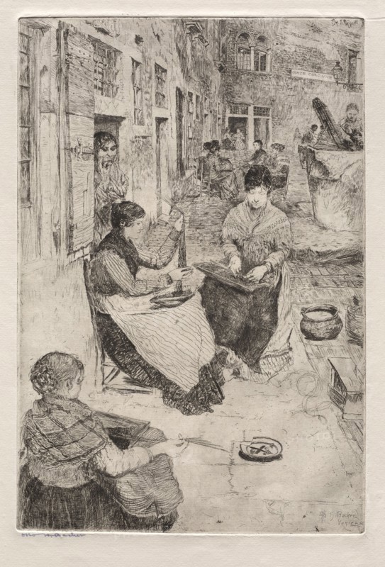 Etchings of Venice: Bead Stringers, 1882. Otto H. Bacher (American, 1856-1909). Etching; plate: 33.3 x 22.5 cm (13 1/8 x 8 7/8 in.).