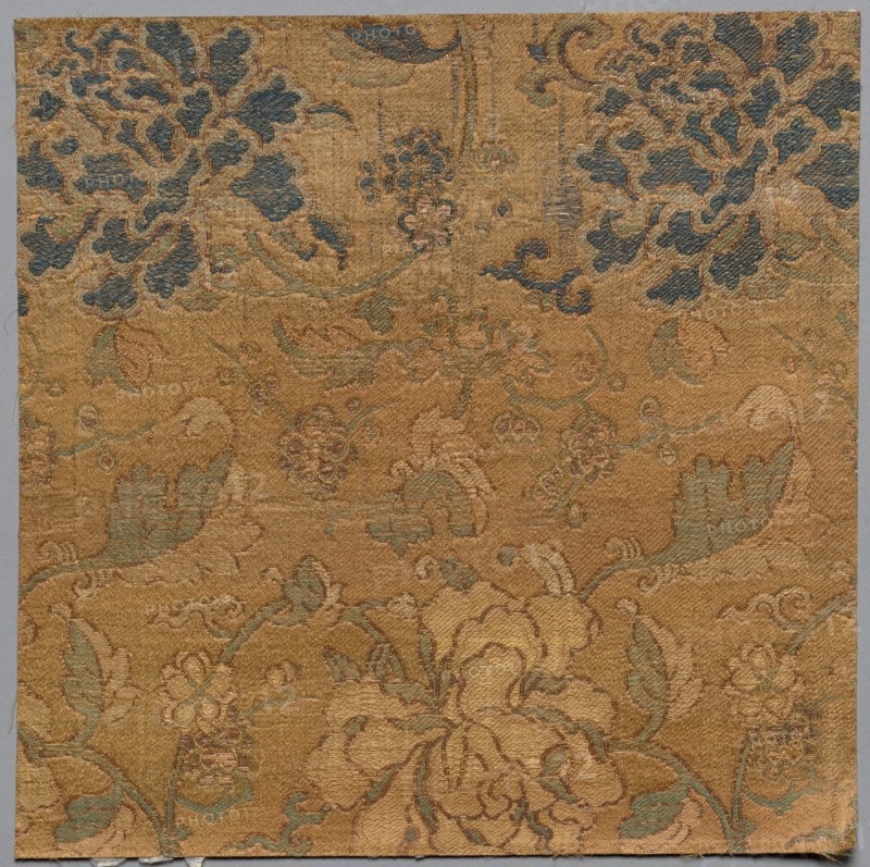 Fragment from Book of Textiles, 18th century. China, 18th century. Silk; overall: 26 x 26 cm (10 1/4 x 10 1/4 in.)