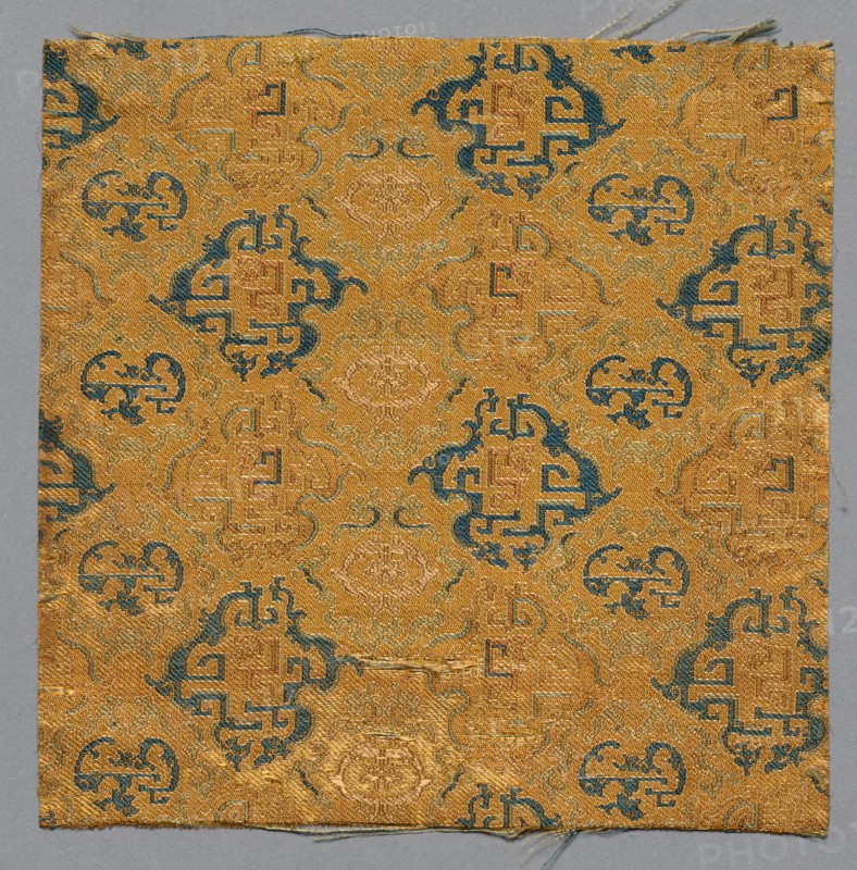 Fragment from Book of Textiles, early 18th century. China, early 18th century. Twill ground; silk diasper weave; overall: 14.2 x 14 cm (5 9/16 x 5 1/2 in.)