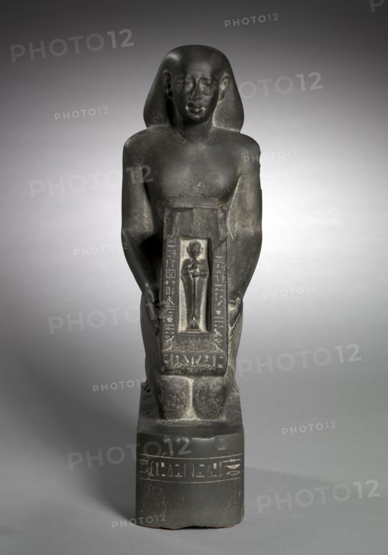 Naophorous Statue of the Finance Officer and Overseer of Fields, Horwedja, 521-486 BC. Egypt, Late Period, Dynasty 27, probably reign of Darius I. Graywacke; overall: 43 x 14.2 x 23.2 cm (16 15/16 x 5 9/16 x 9 1/8 in.).