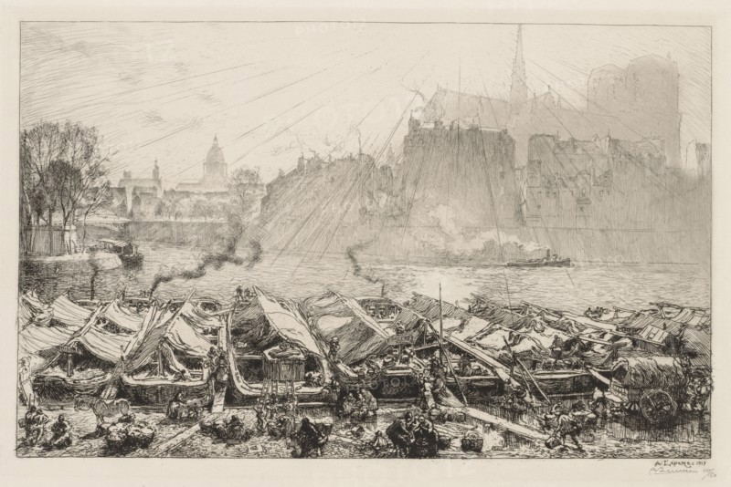 Le Grande Marché aux Pommes, 1917. Auguste Louis Lepère (French, 1849-1918). Etching