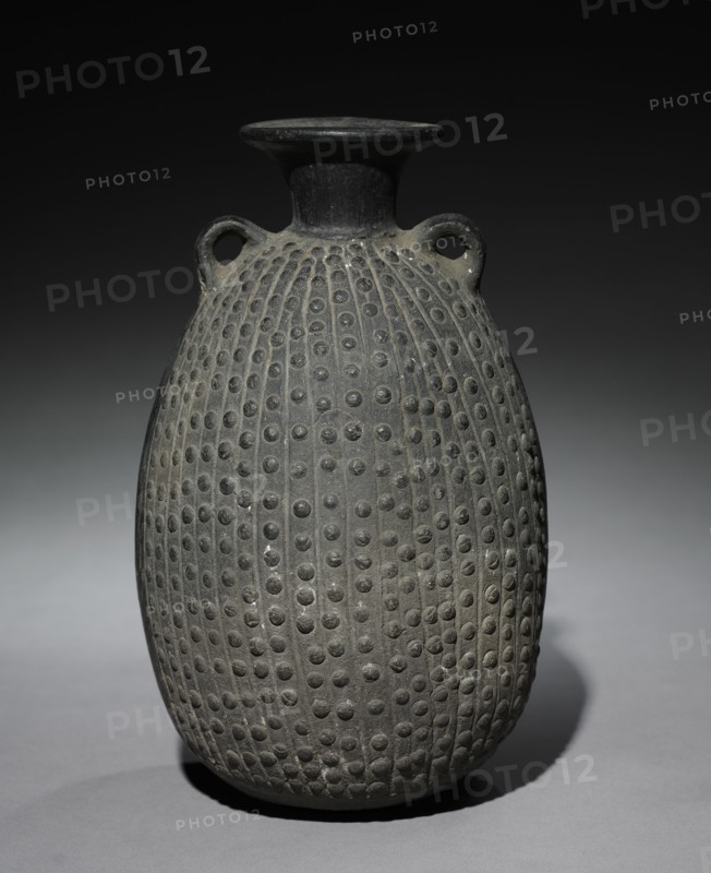 Darkware Vessel, late 1400s. Peru, North Coast, Chimú style (900-1470). Black ware; overall: 22.6 x 13.7 x 13.9 cm (8 7/8 x 5 3/8 x 5 1/2 in.).