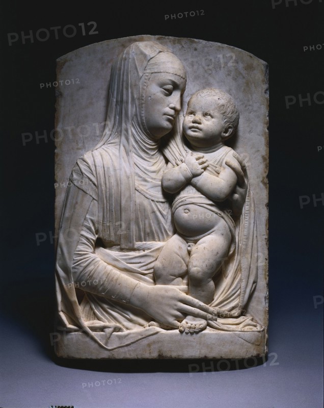 Virgin and Child, c. 1475-1485. Workshop of Pietro Lombardo (Italian, c. 1435-1515). Marble; overall: 54.6 x 37.2 x 9.5 cm (21 1/2 x 14 5/8 x 3 3/4 in.).