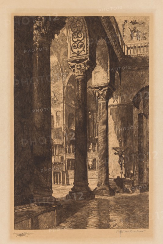 Interior of St. Mark's, Venice. Otto H. Bacher (American, 1856-1909). Etching