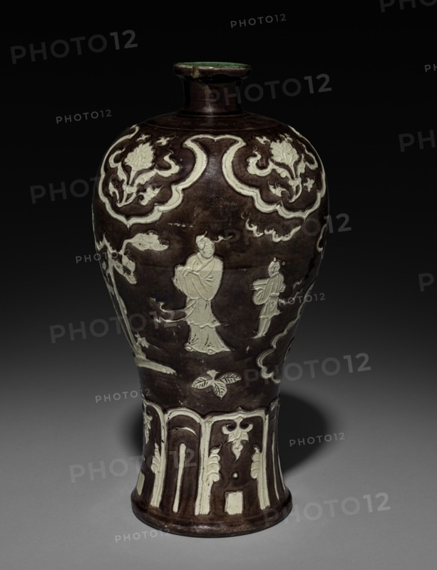 Vase:  Fahua ware, late 15th Century. China, Jiangxi province, Ming dynasty (1368-1644). Porcelain; overall: 29.9 cm (11 3/4 in.).