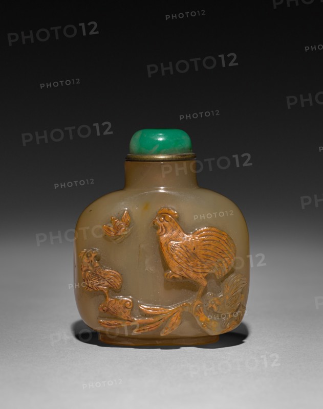 Snuff Bottle, 1644-1912. China, Qing dynasty (1644-1911). Glass and jade; overall: 7.7 cm (3 1/16 in.).