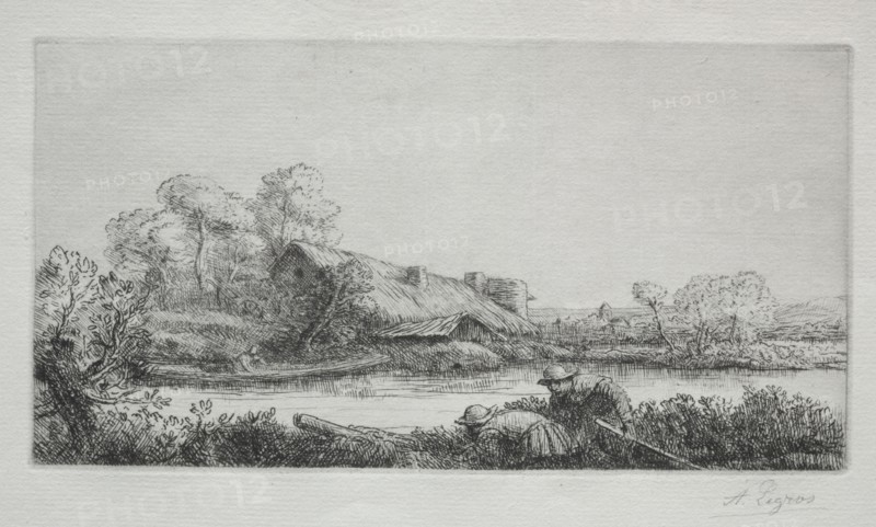 The Farm on the River (La Ferme Sur La Rivière: Effet Du Soir). Alphonse Legros (French, 1837-1911). Etching