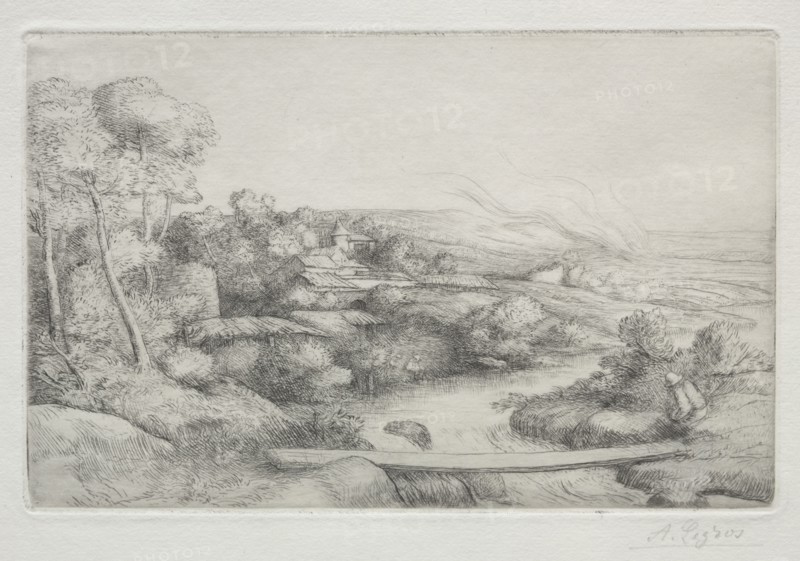 The Footbridge (La Passerelle). Alphonse Legros (French, 1837-1911). Etching