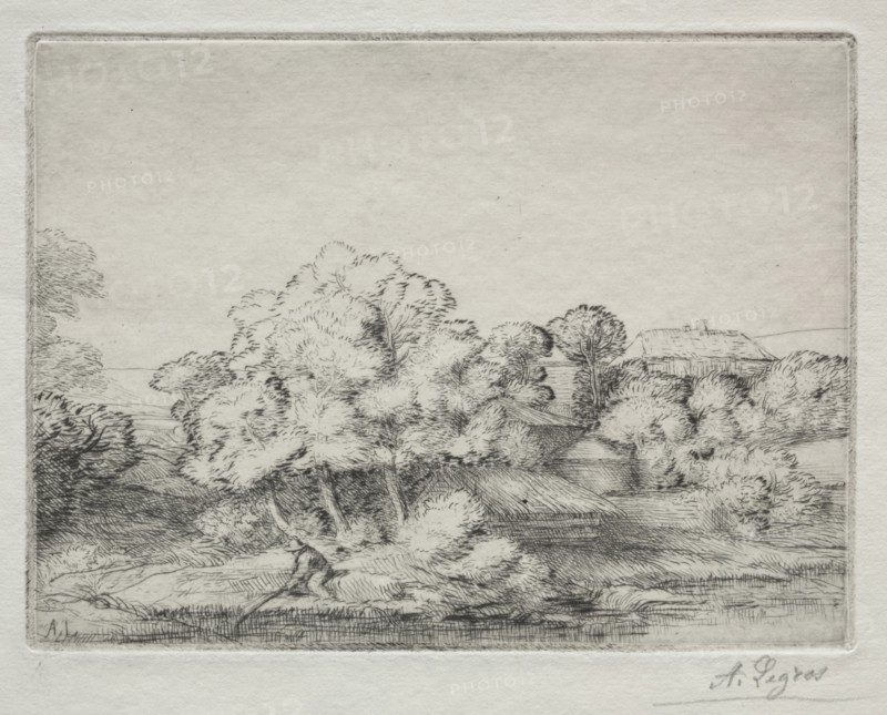 Hamlet near the Lake (Hameau près du Lac). Alphonse Legros (French, 1837-1911). Etching