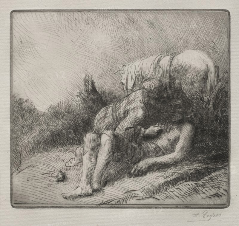 The Good Samaritan. Alphonse Legros (French, 1837-1911). Etching