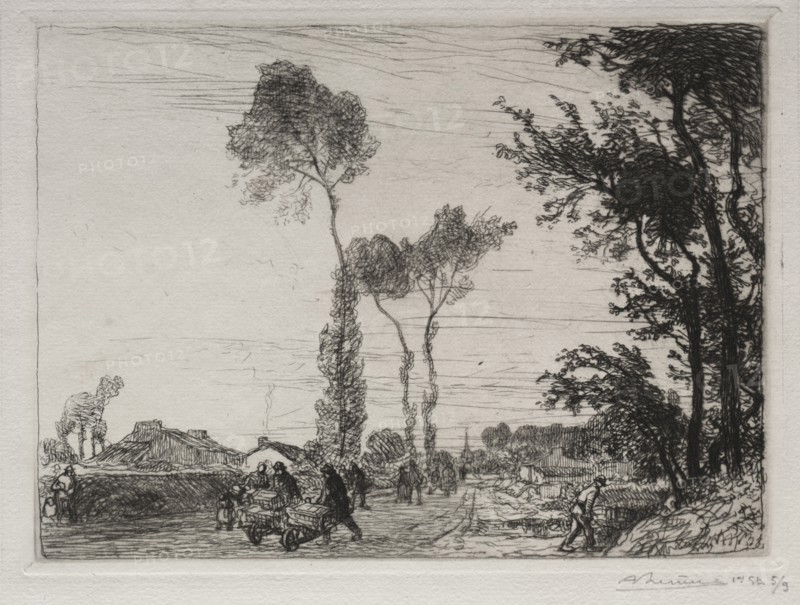 Retour du Marché de St. Jean-de-Mont, 1910. Auguste Louis Lepère (French, 1849-1918). Etching