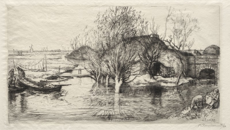 La Masure Inondée, 1915. Auguste Louis Lepère (French, 1849-1918). Etching