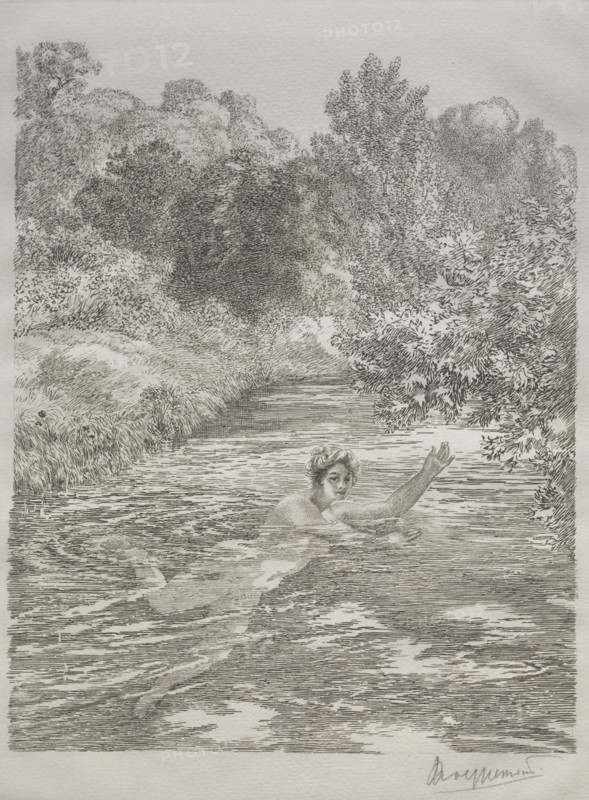 The Bather, c. 1860-70. Félix Bracquemond (French, 1833-1914). Etching; sheet: 47.2 x 32.6 cm (18 9/16 x 12 13/16 in.); platemark: 33.3 x 24.6 cm (13 1/8 x 9 11/16 in.).