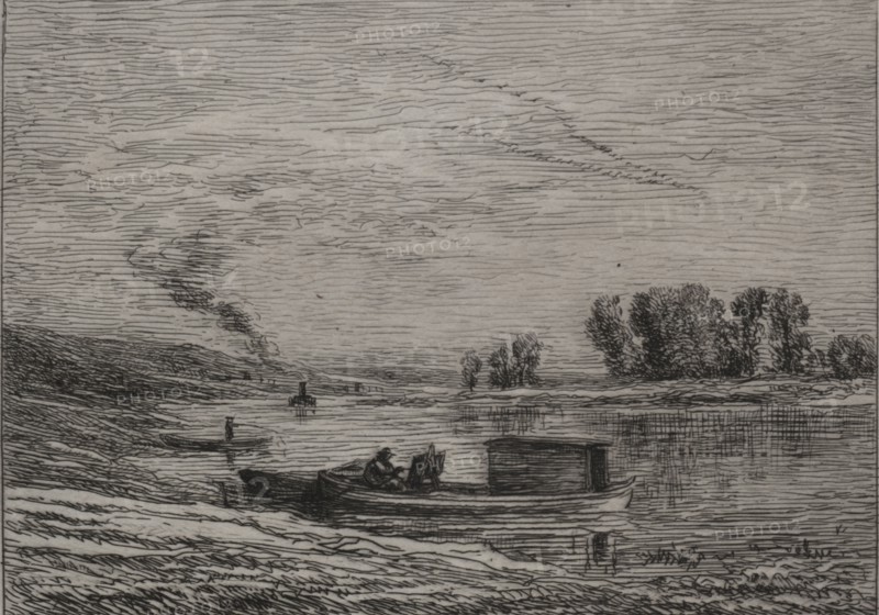 The Boat in Conflans, 1866. Charles François Daubigny (French, 1817-1878). Etching on chine collé; sheet: 26.9 x 36.7 cm (10 9/16 x 14 7/16 in.); platemark: 11 x 13.8 cm (4 5/16 x 5 7/16 in.)