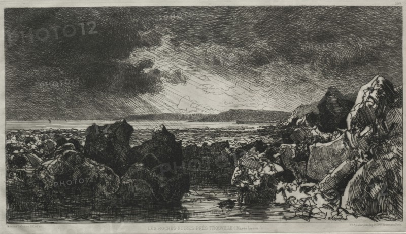 Les roches noires près Trouville. Maxime Lalanne (French, 1827-1886). Etching