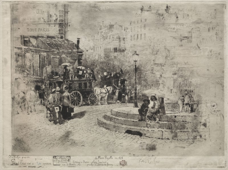 La Place Pigalle en 1878, 1878. Félix Hilaire Buhot (French, 1847-1898). Etching, drypoint and aquatint; sheet: 30 x 40.2 cm (11 13/16 x 15 13/16 in.); platemark: 26 x 34.9 cm (10 1/4 x 13 3/4 in.).