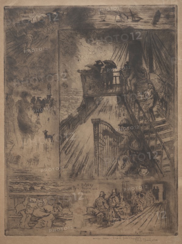 The Crossing, c. 1880. Félix Hilaire Buhot (French, 1847-1898). Etching, aquatint, drypoint, and roulette ; sheet: 44.2 x 31 cm (17 3/8 x 12 3/16 in.); platemark: 32.4 x 24.4 cm (12 3/4 x 9 5/8 in.).
