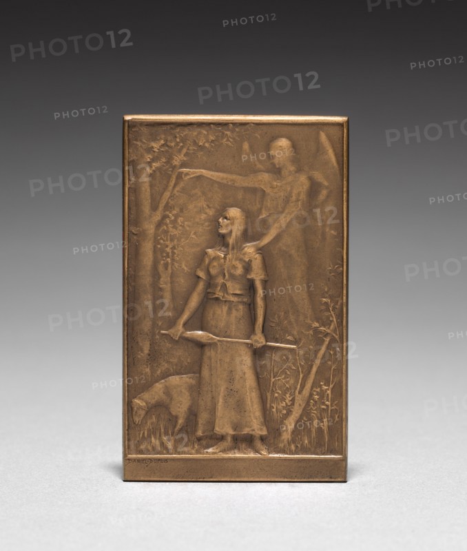 Medallion: Jeanne d'Arc (obverse). Daniel Dupuis (French, 1819-1899). Bronze; overall: 6.7 x 4.2 cm (2 5/8 x 1 5/8 in.).