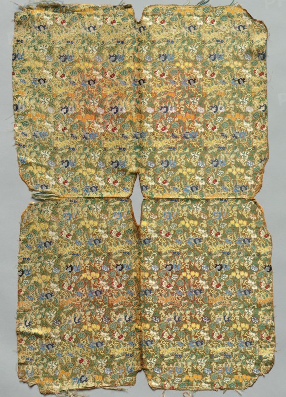 Fragment, 1800s. China, Qing Dynasty (1644-1912). Damask, silk; overall: 74 x 49 cm (29 1/8 x 19 5/16 in.).