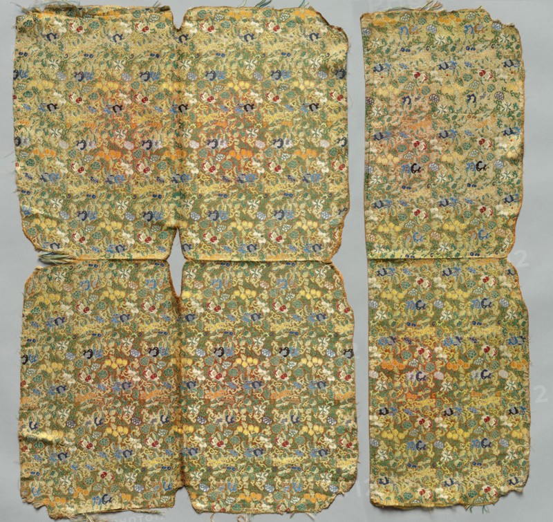 Fragments, 1800s. China, Qing Dynasty (1644-1912). Damask, silk; overall: 74 x 49 cm (29 1/8 x 19 5/16 in.)