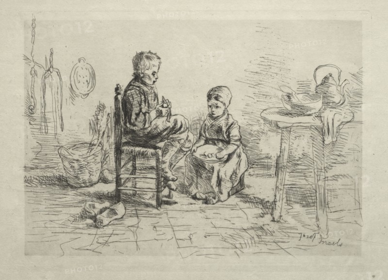 Peeling Potatoes, c. 1880. Jozef Israëls (Dutch, 1824-1911). Etching
