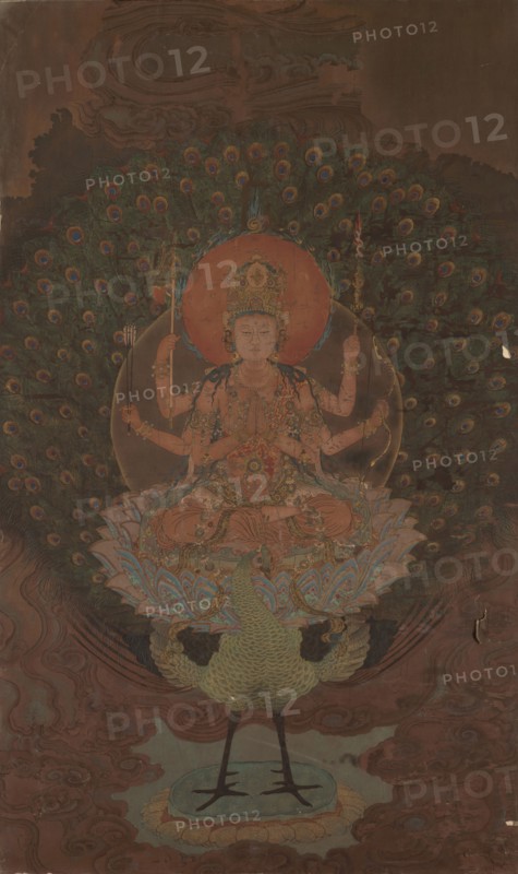 Mahamayuri (Kujaku Myoo), 1868?-1912?. Japan, possibly Meiji period (1868-1912). Painting on paper; 1921.103