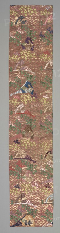 Sash (Obi), 1800s. Japan, Edo period (1615-1868) or Meiji period (1868-1912), 19th century. Silk, brocaded; metal thread; overall: 148.6 x 29.2 cm (58 1/2 x 11 1/2 in.).