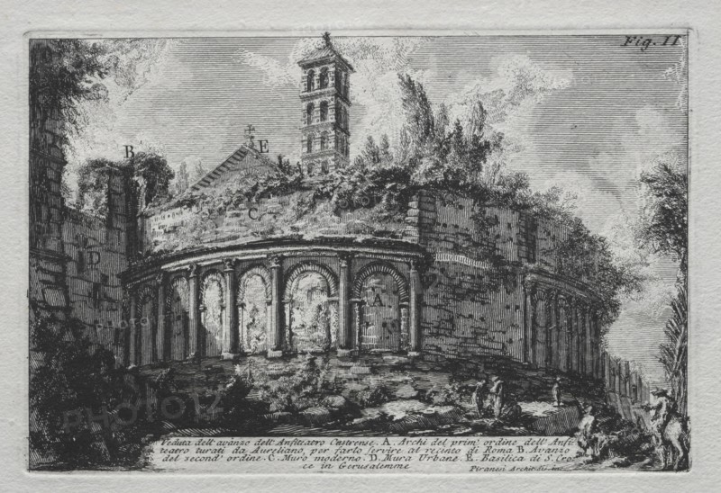 Veduta dell'avanzo dell'Anfiteatro Castranse. Giovanni Battista Piranesi (Italian, 1720-1778). Etching and engraving