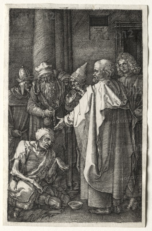 Peter and John Healing the Cripple at the Gate of the Temple, 1512. Albrecht Dürer (German, 1471-1528). Engraving