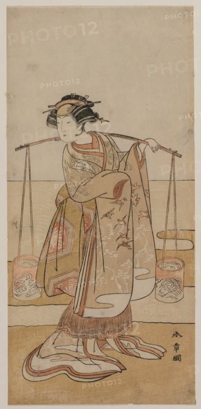Iwai Hanshiro IV as Murasame or Matsukaze, mid 1770s. Katsukawa Shunsho (Japanese, 1726-1792). Color woodblock print; sheet: 31.5 x 15 cm (12 3/8 x 5 7/8 in.).