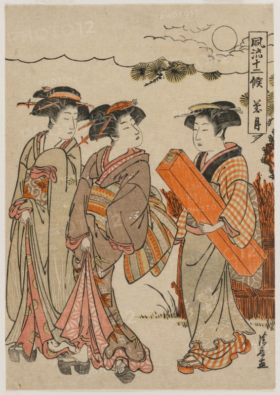 The Eighth Month (from the series Fashionable Presentations of the Twelve Months), 1779. Torii Kiyonaga (Japanese, 1752-1815). Color woodblock print; sheet: 23 x 16 cm (9 1/16 x 6 5/16 in.).