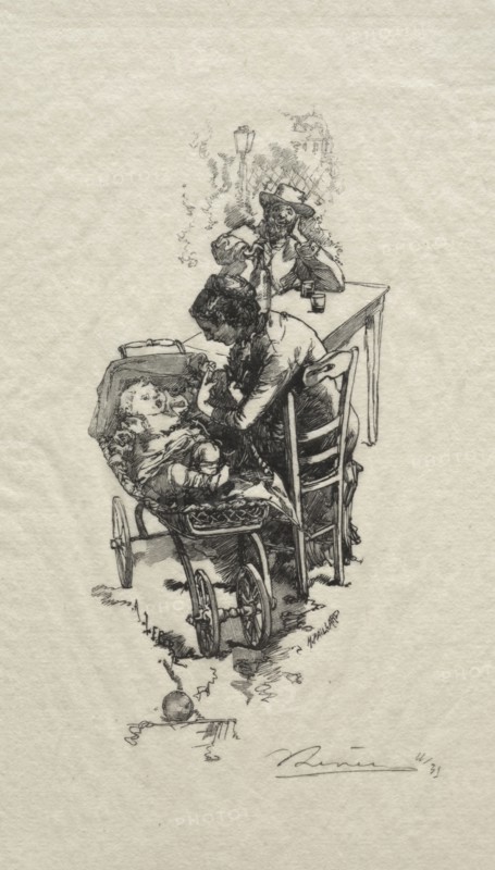 La femme au berceau. Auguste Louis Lepère (French, 1849-1918). Wood engraving