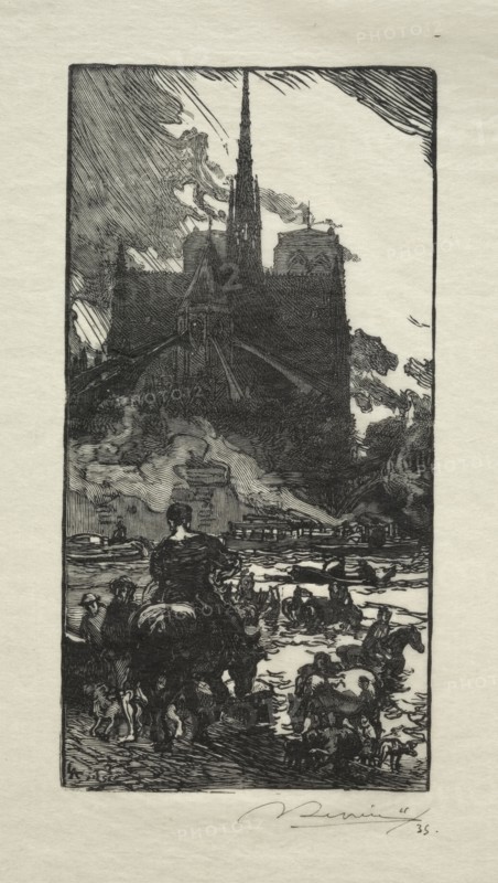 L'Abreuvoir au Point St. Louis. Auguste Louis Lepère (French, 1849-1918). Wood engraving