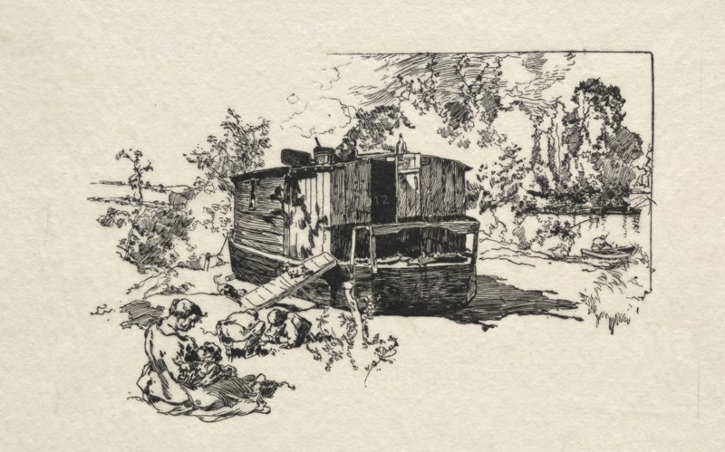 Bateau logement. Auguste Louis Lepère (French, 1849-1918). Wood engraving