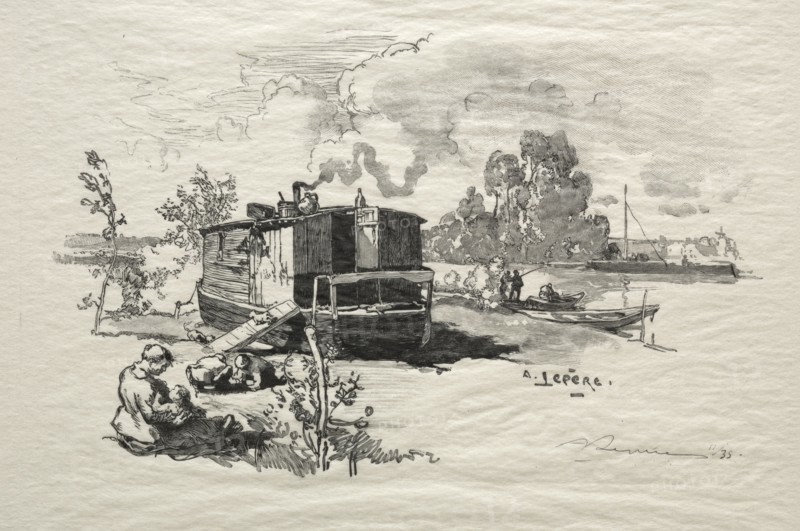 Bateau logement. Auguste Louis Lepère (French, 1849-1918). Wood engraving