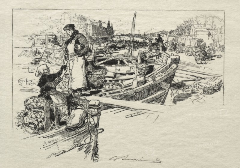 Le Marché aux Pommes, No. 1. Auguste Louis Lepère (French, 1849-1918). Wood engraving