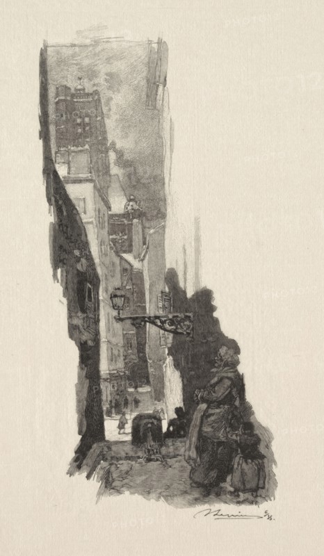 Rue Grenier sur l'Eau. Auguste Louis Lepère (French, 1849-1918). Wood engraving
