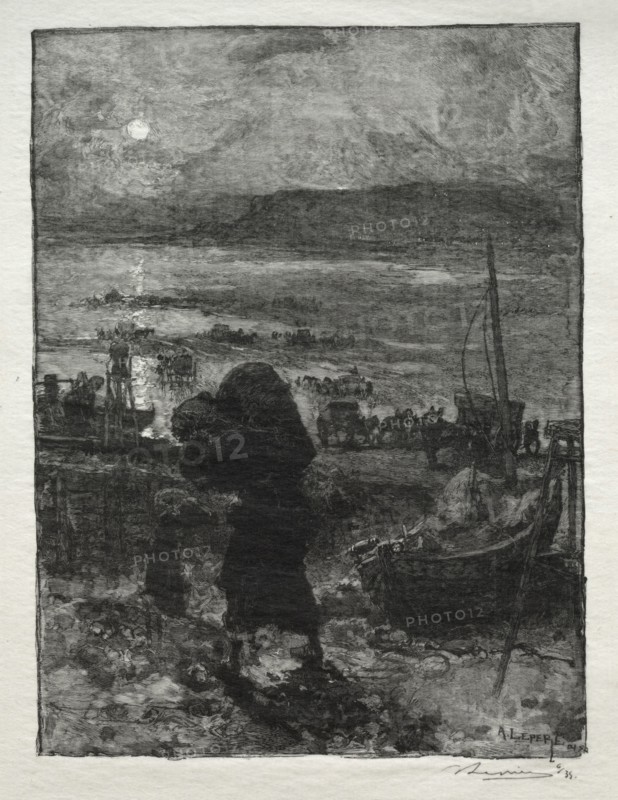La Récolte du Sable. Auguste Louis Lepère (French, 1849-1918). Wood engraving