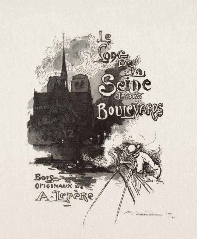 Frontispiece:  Le long de la Seine et des Boulevards. Auguste Louis Lepère (French, 1849-1918). Wood engraving