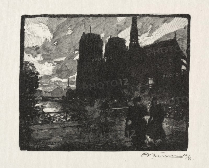 Notre Dame, le Soir. Auguste Louis Lepère (French, 1849-1918). Wood engraving
