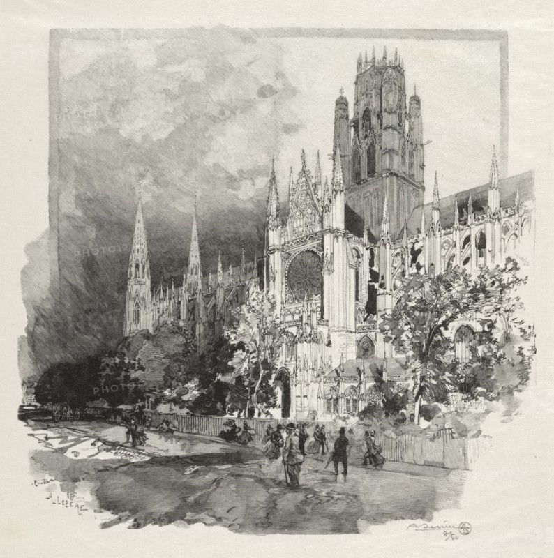 Rouen Illustré:  Eglise Saint Ouen, 1896. Auguste Louis Lepère (French, 1849-1918). Wood engraving