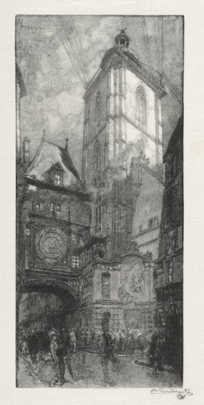 Rouen Illustré:  La Gros Horloge, 1888. Auguste Louis Lepère (French, 1849-1918). Wood engraving