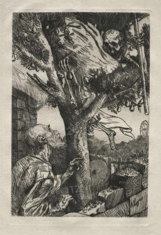 La mort dans le piorier. Alphonse Legros (French, 1837-1911). Etching