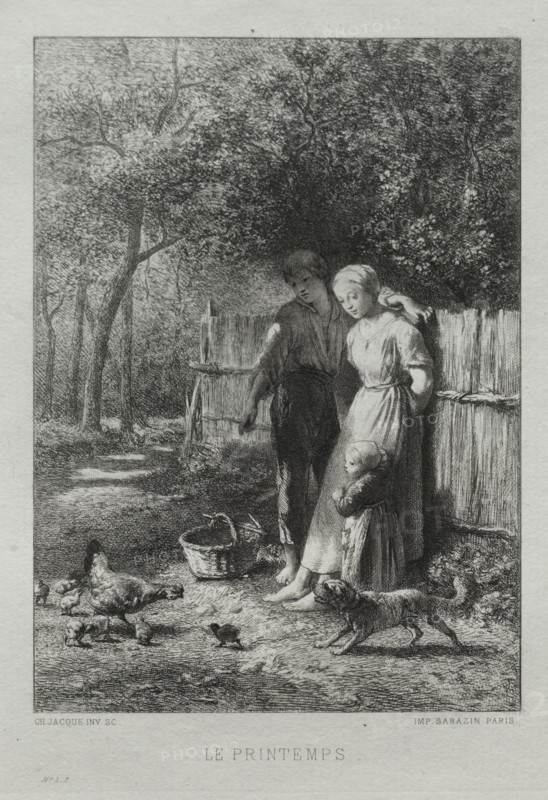 Springtime. Charles-Émile Jacque (French, 1813-1894). Etching