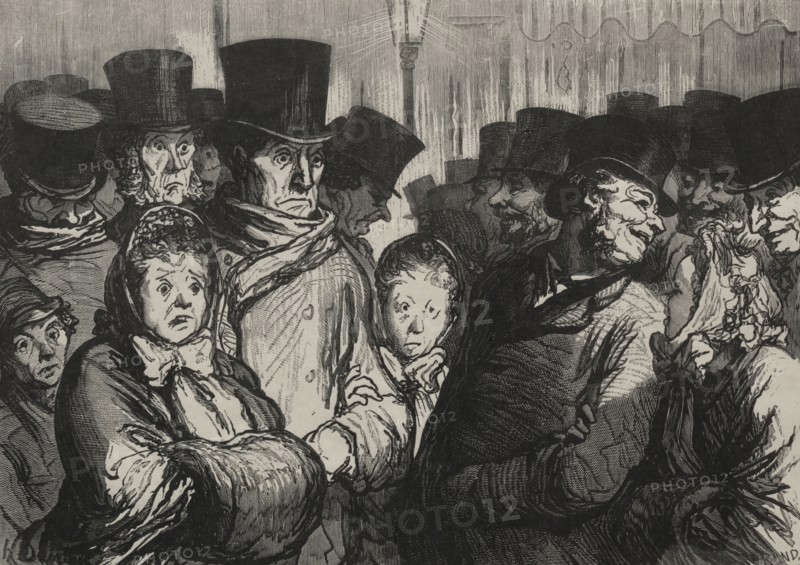 Les théâtres:  sortant du drame et sortant des funambules. Honoré Daumier (French, 1808-1879). Wood engraving