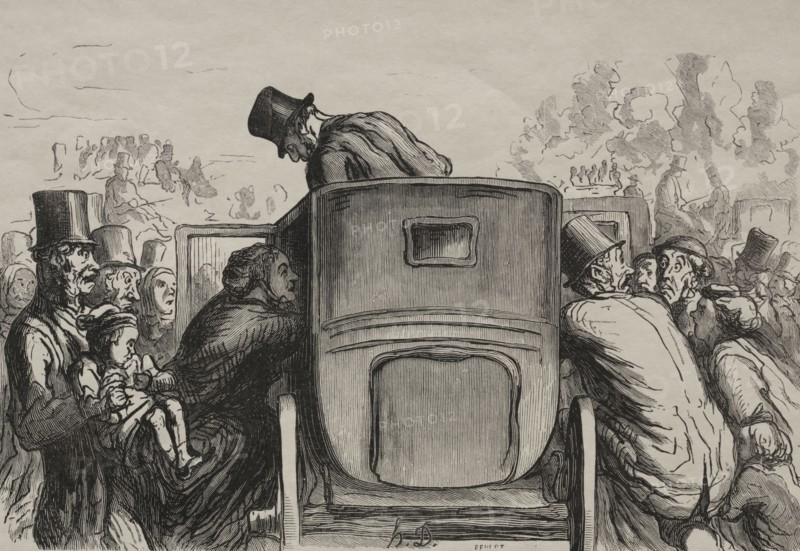 Exposition universelle:  L'etranger trouve toutes les facilités pour retourner à son hôtel. Honoré Daumier (French, 1808-1879). Wood engraving