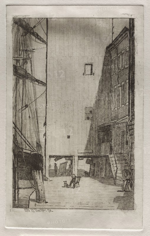 Ship and Elevator, 1878. Otto H. Bacher (American, 1856-1909). Etching