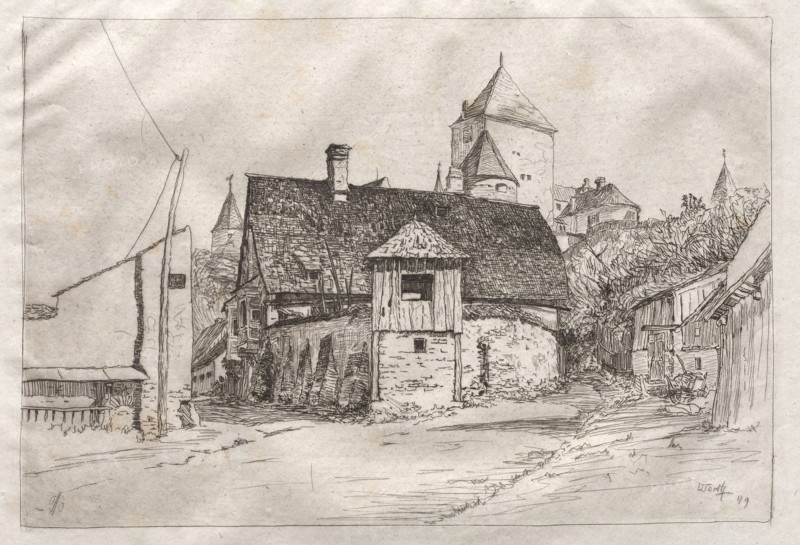 Worth:  A Lane, 1879. Otto H. Bacher (American, 1856-1909). Etching