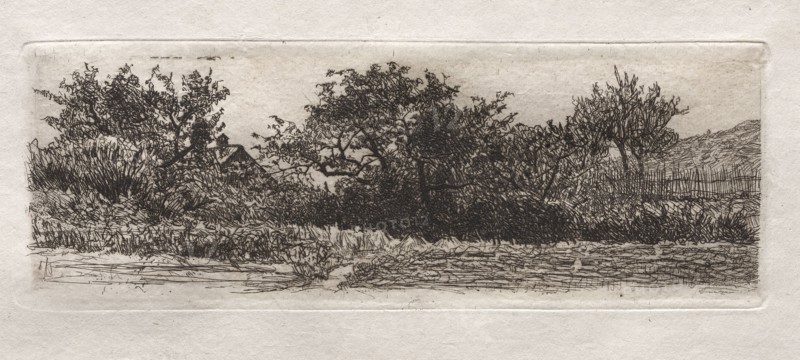Roofs and Trees, 1879. Otto H. Bacher (American, 1856-1909). Etching
